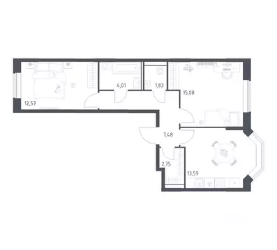 2-к кв. Москва Квартал Домашний жилой комплекс, 2 (57.31 м)