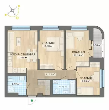 3-комнатная квартира: Екатеринбург, жилой район Уралмаш, Авангардная ...