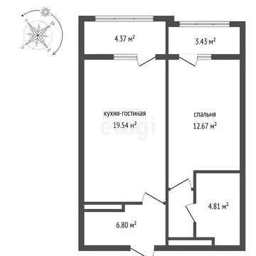 2-комнатная квартира: Воронеж, Краснознамённая улица, 72 (47.8 м)