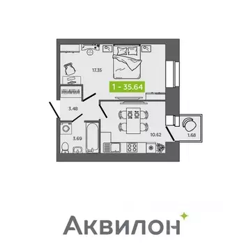 1-к кв. Архангельская область, Северодвинск Квартал № 100 жилой ...