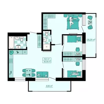 4-к кв. Приморский край, Владивосток ул. Грязелечебница (80.08 м)