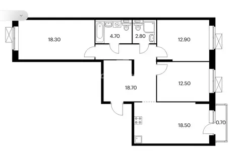 3-комнатная квартира: Екатеринбург, Полимерный переулок, 9 (88.4 м)