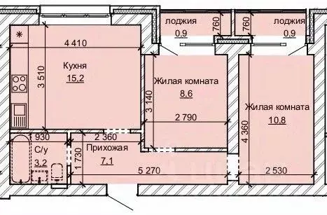 2-к кв. Алтайский край, Барнаул ул. Анатолия (46.7 м)