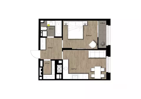 1-к кв. Рязанская область, Рязань Гражданская ул., 19 (42.73 м)