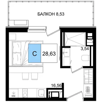 1-к кв. Краснодарский край, Анапа Лучи жилой комплекс (28.63 м)