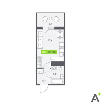 Квартира-студия: Кудрово, Солнечная улица, 4 (24.2 м)