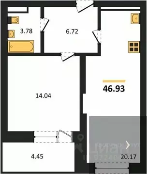 1-к кв. Воронежская область, Воронеж Транспортная ул., 58 (46.93 м)