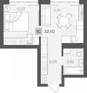 1-к кв. Тюменская область, Тюмень ул. Сергея Корепанова, 34 (32.1 м)