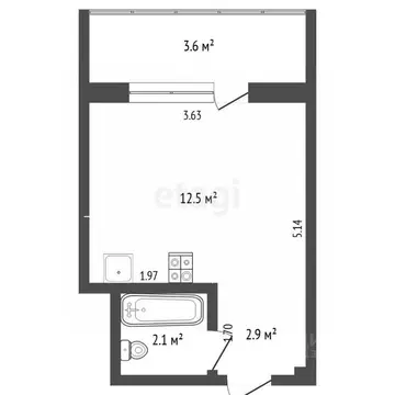 Студия Тюменская область, Тюмень ул. Червишевский Тракт, 84 (17.8 м)