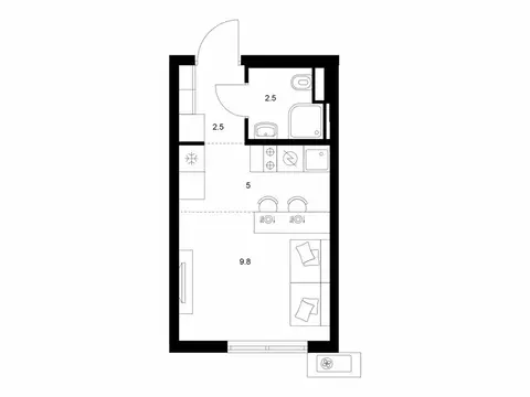 Квартира-студия: Мытищи, жилой комплекс Яуза Парк, к14 (19.8 м)