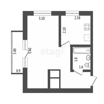 1-комнатная квартира: Челябинск, Липецкая улица, 23 (32.2 м)