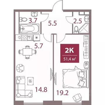 2-к кв. Москва Мичуринский просп., вл30Б (51.4 м)