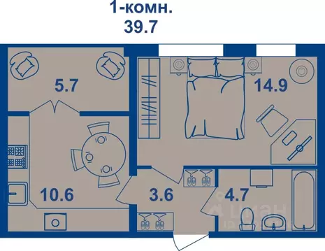 1-к кв. Костромская область, Кострома Магистральная ул., 71 (37.4 м)