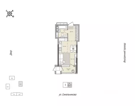 1-к кв. Хабаровский край, Хабаровск ул. Синельникова, 4 (32.6 м)