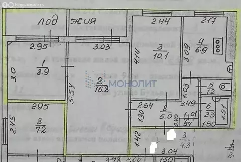 3-комнатная квартира: Нижний Новгород, жилой район Кузнечиха, бульвар ...