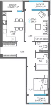 2-к кв. Крым, Алушта На Фонтанке жилой комплекс (58.25 м)