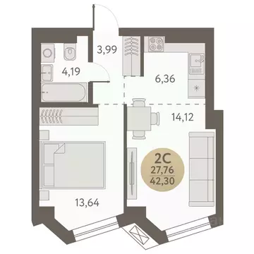 2-к кв. Новосибирская область, Новосибирск Урбан Пикс жилой комплекс ...