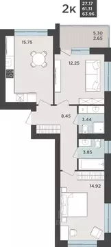 2-к кв. Калининградская область, Калининград Арсенальная ул., 31к4 ...