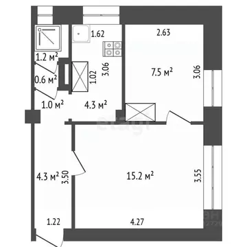 2-к кв. Архангельская область, Архангельск ул. Дежневцев, 20 (34.1 м)