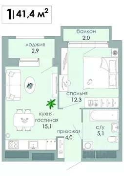 1-к кв. Тверская область, Тверь Южный мкр,  (41.4 м)