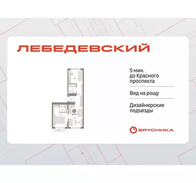 2-к кв. Новосибирская область, Новосибирск Лебедевский кв-л, 1/4 (55.3 ...