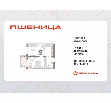 1-комнатная квартира: Новосибирский район, рабочий посёлок Краснообск, ...