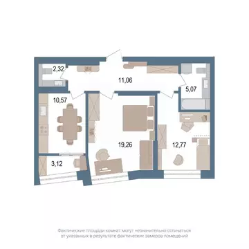 2-к кв. Башкортостан, Уфа ул. Пархоменко, 156Ж (62.3 м)