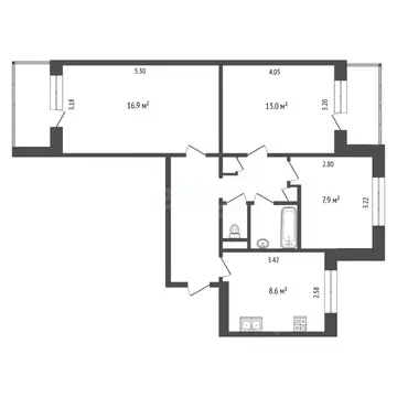 3-к кв. Белгородская область, Белгород ул. Буденного, 3 (61.2 м)