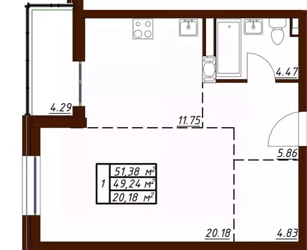 1-к кв. Калужская область, Обнинск Белкинская ул., 36 (51.38 м)