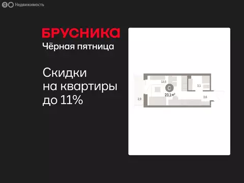 Квартира-студия: Курган, жилой район Центральный, ЖК Дом Кино (23.44 ...