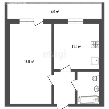1-комнатная квартира: Тюмень, улица Щербакова, 140 (34.3 м)