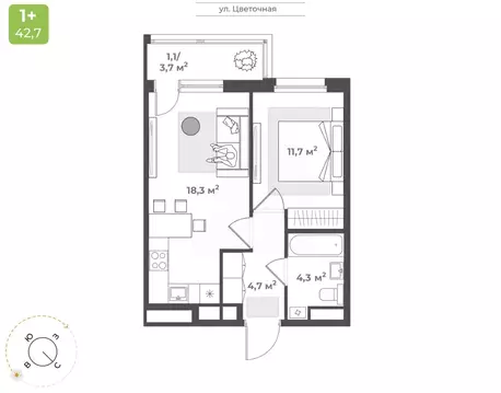 1-к кв. Тверская область, Тверь Соминка мкр,  (40.1 м)