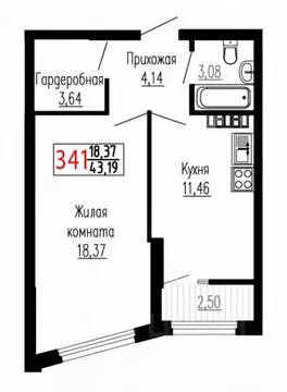 1-к кв. Свердловская область, Екатеринбург ул. Лыжников, 3 (43.0 м)