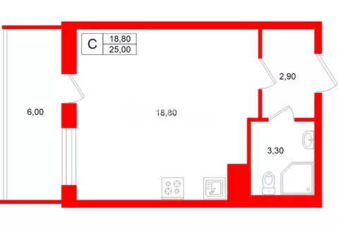Квартира-студия: Санкт-Петербург, Дальневосточный проспект, 19к1 (25 ...