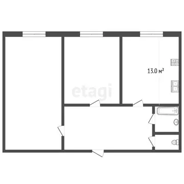 2-комнатная квартира: Нальчик, улица Ю.А. Гагарина, 2А (49.8 м)