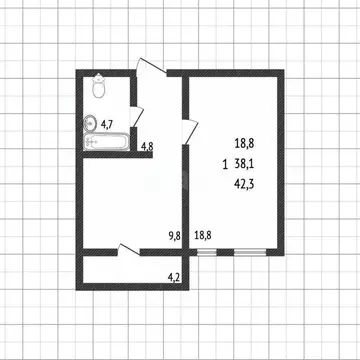 1-к кв. Белгородская область, Белгородский район, Северный городское ...