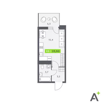 Квартира-студия: Кудрово, Солнечная улица, 4 (23.9 м)