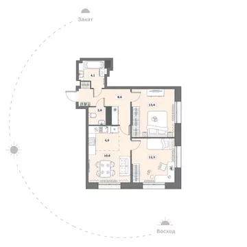 2-к кв. Вологодская область, Вологда ул. Возрождения, 35к2 (55.9 м)