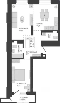 2-к кв. Алтайский край, Барнаул тракт Павловский, 251Б (64.2 м)
