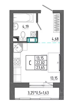 Студия Воронежская область, Воронеж Нижняя ул., 32 (23.65 м)