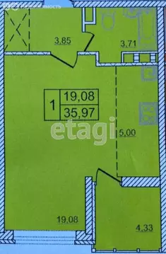 1-комнатная квартира: Анапа, улица Адмирала Пустошкина, 12к2 (36 м)