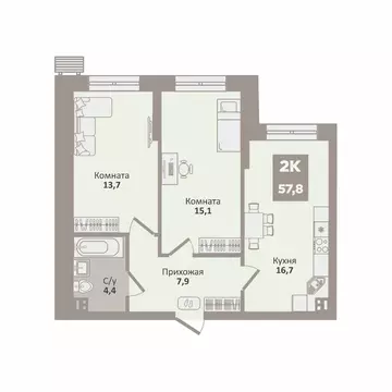 2-к кв. Курганская область, Курган Заозерный жилрайон, 12-й мкр, 2 ...