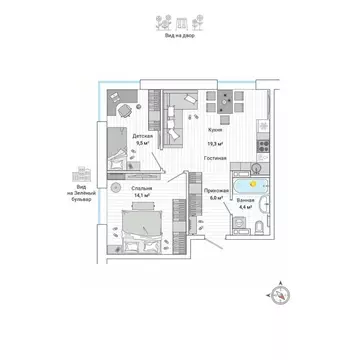 3-к кв. Приморский край, Владивосток ул. Нейбута (53.8 м)