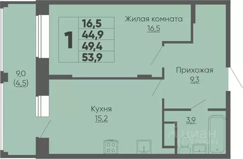 1-к кв. Чувашия, Чебоксары ул. Академика РАН Х.М. Миначева, 2 (53.9 м)