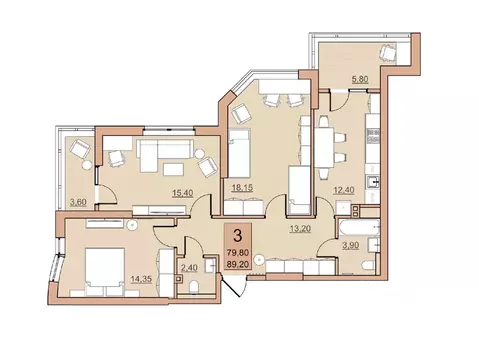 3-к кв. Саратовская область, Балаково Комсомольская ул., 65 (79.8 м)