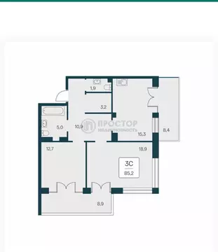 3-комнатная квартира: Алупка, Севастопольское шоссе, 6Ак3 (67.9 м)