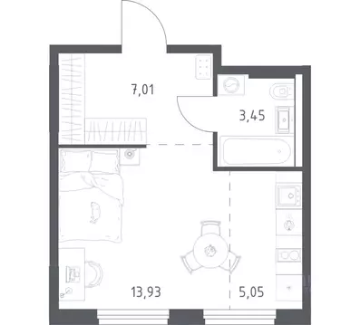 1-к кв. Башкортостан, Уфа ул. Минигали Губайдуллина, 8к9 (29.44 м)