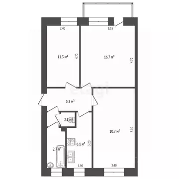 3-к кв. Татарстан, Альметьевск ул. Клары Цеткин, 29А (55.0 м)
