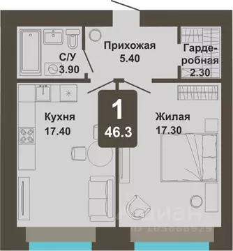 1-к кв. Чувашия, Чебоксары ул. Анатолия Игумнова, 12 (46.3 м)