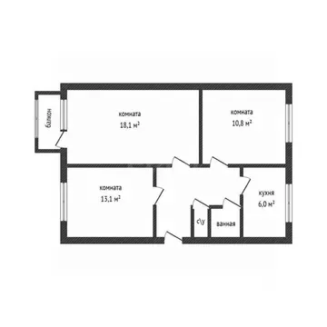 3-к кв. Брянская область, Брянск проезд Федюнинского, 12 (62.7 м)